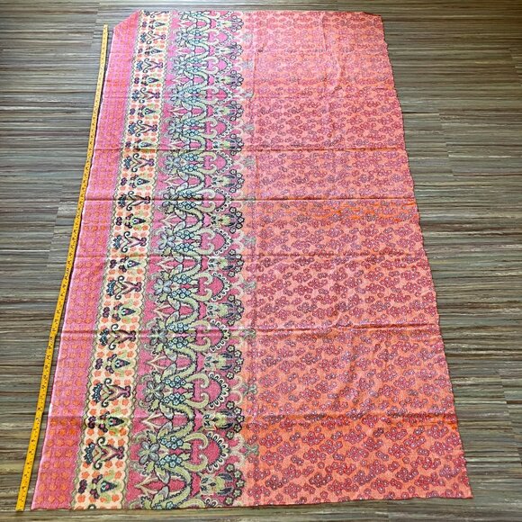 Flower Power Groovy Border Print Fabric Orange/Green Vintage Yardage 40x66" - Picture 4 of 8